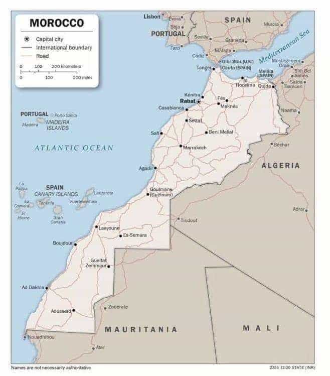 خريطة المغرب بدون الخط الوهمي