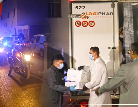 شاهد لحظة وصول لقاح كورونا إلى مدينة سلا وسط إجراءات أمنية مشددة (فيديو)