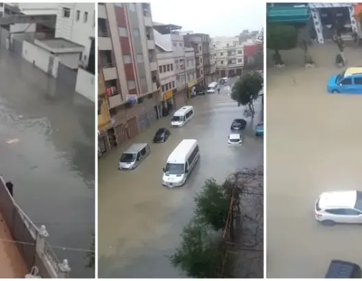 قتلى وغمرٌ للمنازل والمدارس والسيارت.. 3 ساعات من الأمطار تغرق مدينة طنجة (صور)