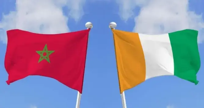 صورة مركبة تجمع علمي المغرب والكوت ديفوار