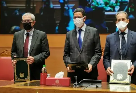محمد النباوي الرئيس الأول لمحكمة النقض، الرئيس المنتدب للمجلس الأعلى للسلطة القضائية، وحسن الداكي الوكيل العام للملك، رئيس النيابة العامة، ومحمد بنعبد القادر وزير العدل.