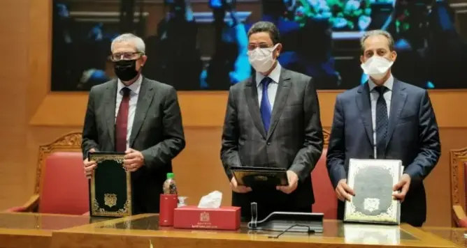 محمد النباوي الرئيس الأول لمحكمة النقض، الرئيس المنتدب للمجلس الأعلى للسلطة القضائية، وحسن الداكي الوكيل العام للملك، رئيس النيابة العامة، ومحمد بنعبد القادر وزير العدل.