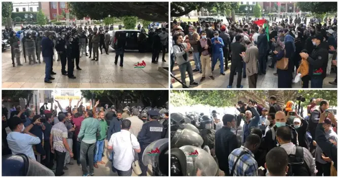 احتجاجات بالرباط تضامنا مع المقدسيين وتنديدا بموقف المغرب.. والأمن يتدخل (صور)