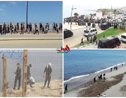 حشود ومطاردات واقتحام للحدود.. “العمق” تنقل مشاهد من معبر سبتة (فيديوهات وصور)