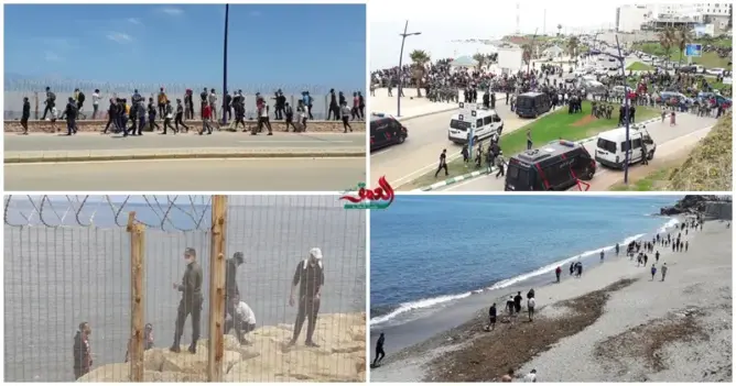 حشود ومطاردات واقتحام للحدود.. “العمق” تنقل مشاهد من معبر سبتة (فيديوهات وصور)