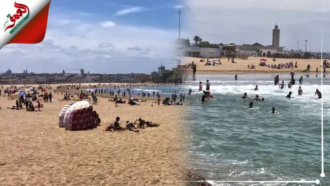 على بعد أسابيع من الصيف.. مصطافون يتوافدون على شاطئ سلا (فيديو)