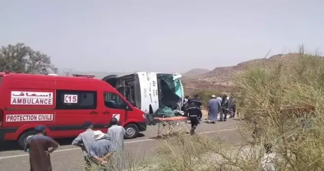 إصابات خطيرة في انقلاب حافلة لنقل المسافرين بضواحي أيت باها