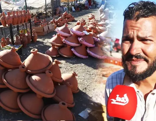 إقبال كبير على شراء الأواني الطينية خلال العيد.. وبائع: الطاجين أكثر صحة من الأواني المعدنية (فيديو)