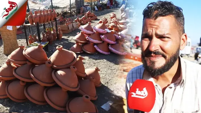 إقبال كبير على شراء الأواني الطينية خلال العيد.. وبائع: الطاجين أكثر صحة من الأواني المعدنية (فيديو)