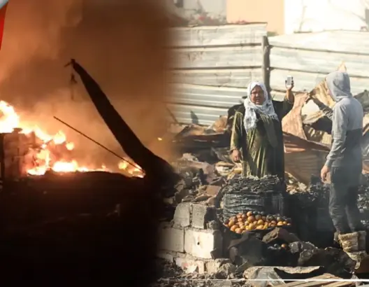 حريق مهول يدمر محلات تجارية بسوق عشوائي بتابريكت سلا