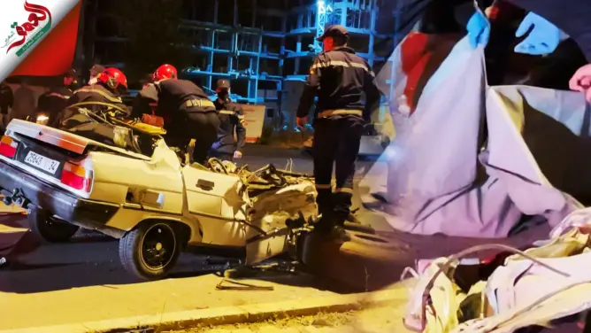 مصرع شخصين إثر اصطدام سيارة خفيفة بشاحنة قرب ملعب طنجة (فيديو)