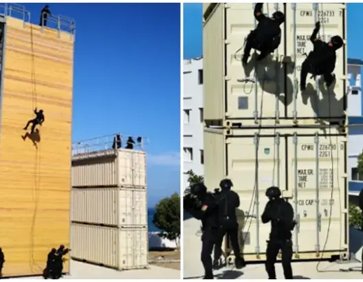 الجيشان المغربي والأمريكي ينفذان تدريبا عسكريا للإنزال السريع من برج قرب طنجة
