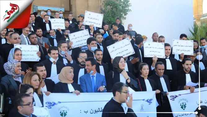 المحامون الشباب يتظاهرون بالبيضاء للمطالبة بمحاربة “الفساد” بقطاع العدل (فيديو)