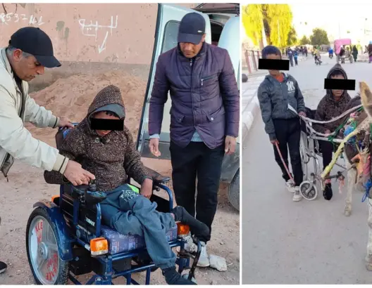 صورة طفل مُقعد ببنجرير يستعين بحمار يجره تثير استياء مغاربة.. ومسؤول يتدخل