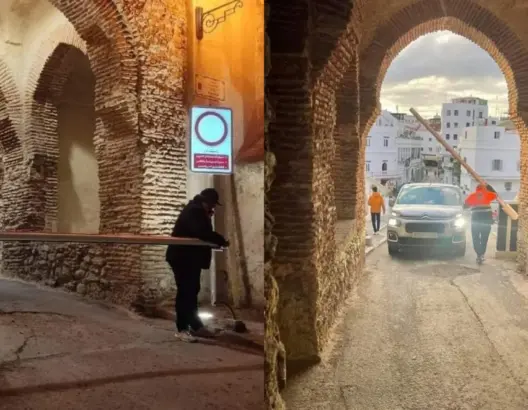 وضع حاجز بمدخل قصبة طنجة يثير غضب طنجاويين.. ومطالب بتفكيكه ونزعه