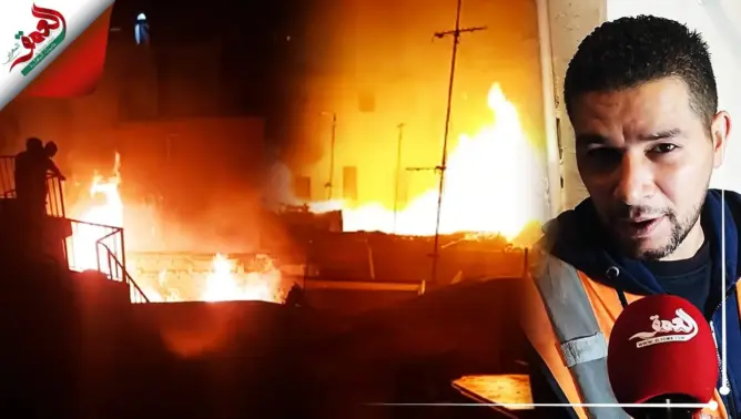 شهود عيان يروون تفاصيل حريق مهول شب بمنازل بالمدينة القديمة بطنجة (فيديو)