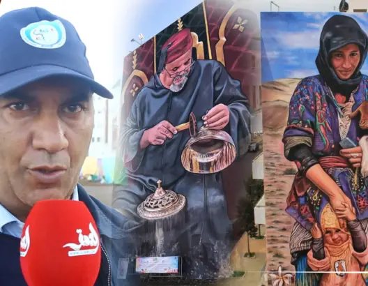 مهرجان الأحياء الشعبية يزين شوارع وعمارات سلا بجذاريات فنية عملاقة