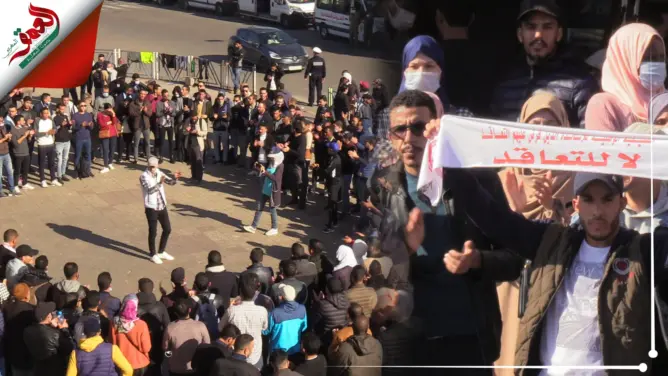 يطالبون بإسقاط التعاقد.. أساتذة الجهات الجنوبية يعودون للإحتجاج بإنزكان(فيديو)