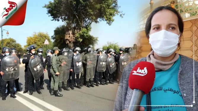 الدكاترة المعطلون يطالبون بالادماج في الوظيفة ويستنكرون تدخل قوات الأمن (فيديو)