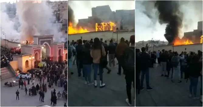 حريق مهول يأتي على سوق الرصيف بالمدينة القديمة لفاس (فيديو)