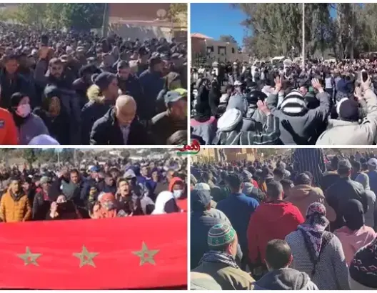 نزع عدادات الكهرباء وغلاء المعيشة يُخرج المئات في مسيرة حاشدة بجرادة (صور)