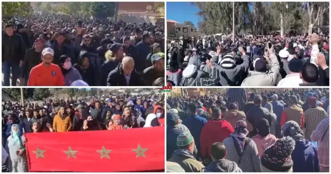 نزع عدادات الكهرباء وغلاء المعيشة يُخرج المئات في مسيرة حاشدة بجرادة (صور)