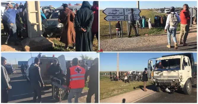 حادثة سير خطيرة بين سطات والبروج تودي بحياة فتاة وإصابة أخرى بجروح  (صور)