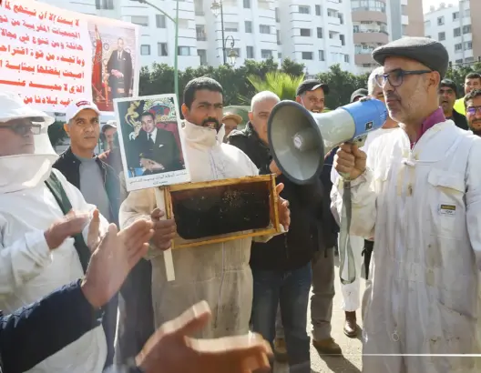 احتجوا بلباسهم الخاص.. مربو النحل يرفضون طريقة صرف الدعم