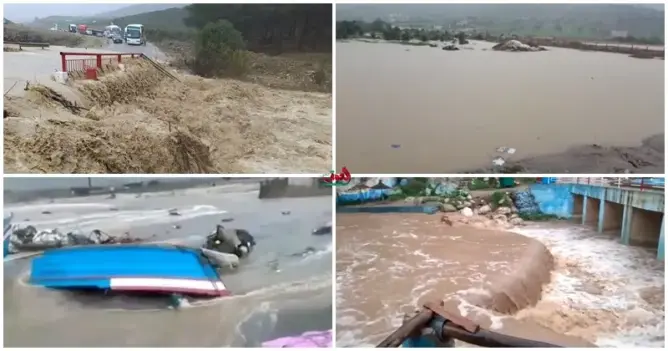 السيول تغمر مدنًا بالشمال وتقطع الطريق بين تطوان وشفشاون والحسيمة (صور)