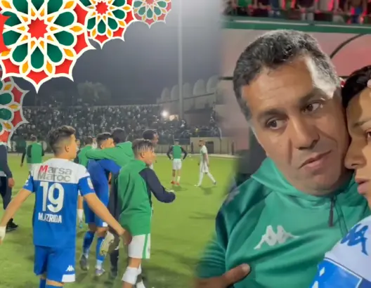 عناق ودموع فرح.. الطاوسي يحتفل مع لاعبيه بالتأهل الرجاوي على حساب بني ملال
