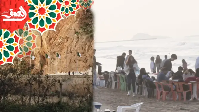 على بُعد أمتار من الحدود الجزائرية.. مغاربة يختارون الإفطار على شاطئ السعيدية