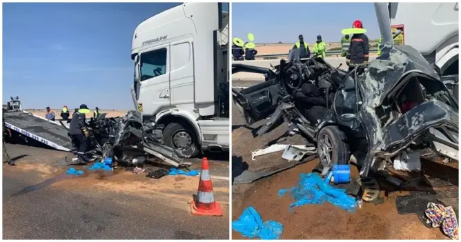 وفاة زوجين وطفلهما في حادثة سير مروعة بالطريق السيار مراكش-أكادير (صور)