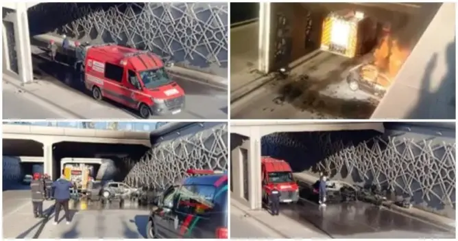 أحدهما جمركي.. مصرع شخصين في احتراق سيارة داخل ممر تحت أرضي بطنجة