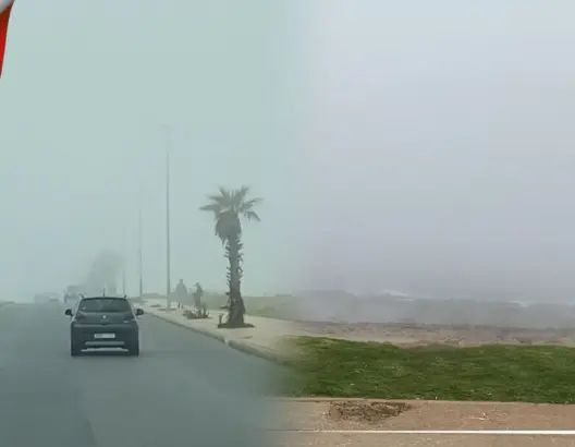 ضباب كثيف يغطي الطريق الساحلية بين سلا والرباط (فيديو)