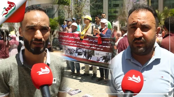 جلسة استماع لـ10 “متعاقدين” متابعين.. وزملاؤهم يتظاهرون أمام استئنافية الرباط (فيديو)