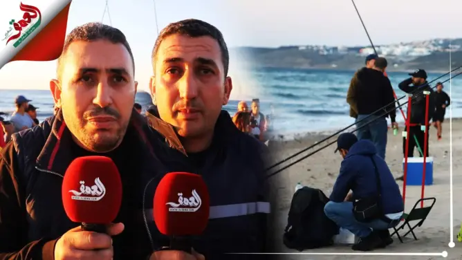 صيادون هواة يحتجون بشاطئ طنجة بعد منعهم من الصيد ليلا (فيديو)