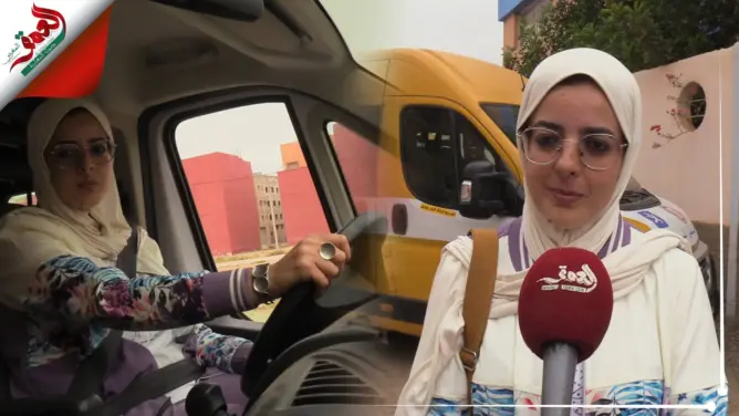أول سائقة لحافلة النقل المدرسي بأولاد تايمة.. حفصة الغربي تحدت الصعاب وامتهنت مهنة الرجال (فيديو)