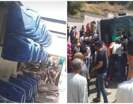انقلاب حافلة للنقل الحضري بفاس دون وقوع ضحايا (صور)