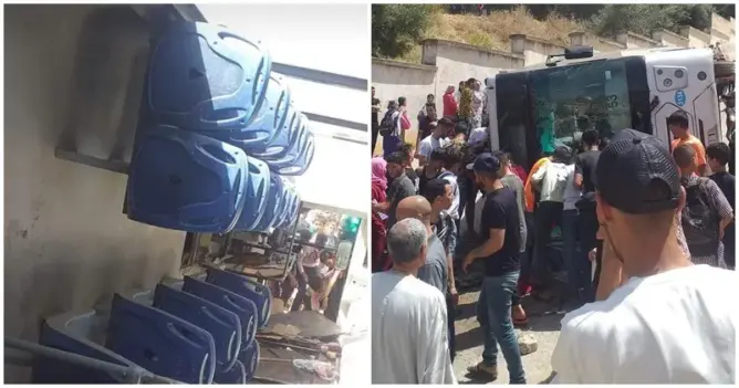 انقلاب حافلة للنقل الحضري بفاس دون وقوع ضحايا (صور)