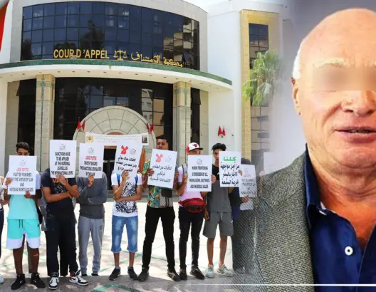 تزامناً مع جلسة التحقيق .. ضحايا البيدوفيل “جاك بوتيي” يحتجون أمام محكمة طنجة (فيديو)