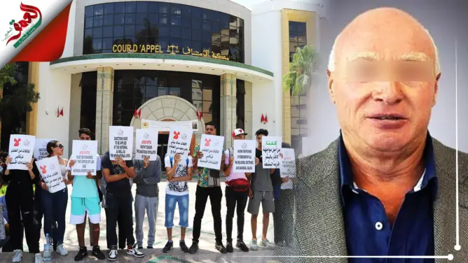 تزامناً مع جلسة التحقيق .. ضحايا البيدوفيل “جاك بوتيي” يحتجون أمام محكمة طنجة (فيديو)