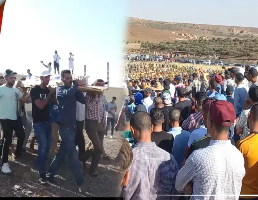 في موكب مهيب بجرادة..الآلاف يشيعون جـنازة العمال الثلاثة ضحـايا اختناق بآبار الفحم الحجري