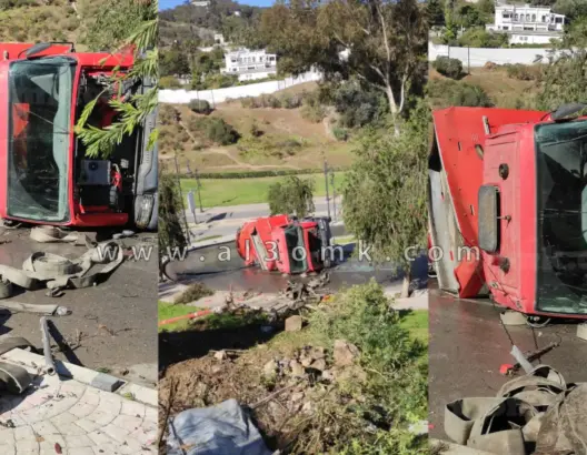 إصابات في انقلاب شاحنة إطفاء بطنجة
