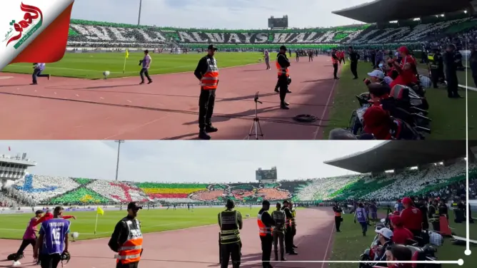 “سنبقى دائمًا بمفردنا” .. تيفو الرجاء الرياضي في ديربي البيضاء (فيديو)