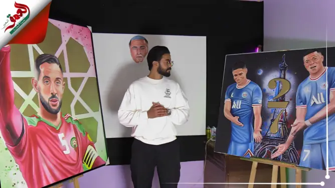 مغربي يبدع في رسم نجوم كرة القدم