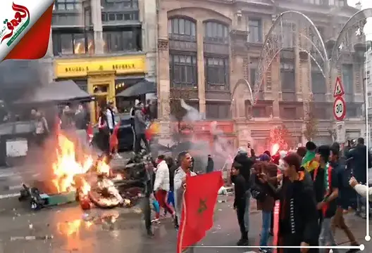 الأمن البلجيكي يفض احتفالات الجالية المغربية عقب الفوز على بلجيكا (فيديو)