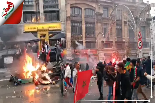 الأمن البلجيكي يفض احتفالات الجالية المغربية عقب الفوز على بلجيكا (فيديو)