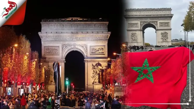 احتفال الجالية المغربية بباريس بتأهل الأسود للدور الثاني