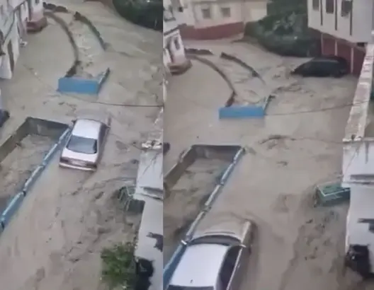 فياضانات بطنجة تتسبب في انجراف سيارات بحي “بوحوث”