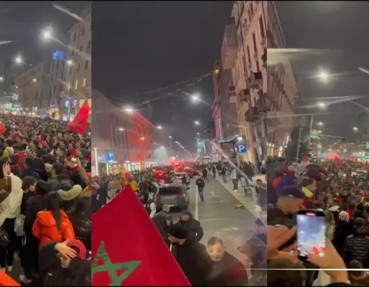 احتفال مغاربة إيطاليا بتأهل الأسود